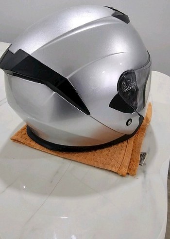 Gri Metal Motosiklet Kaskı Velcro Bantlı - Görsel 4