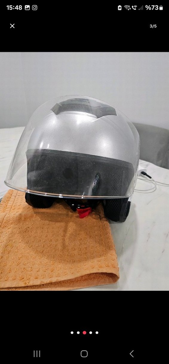 Gri Metal Motosiklet Kaskı Velcro Bantlı - Görsel 3