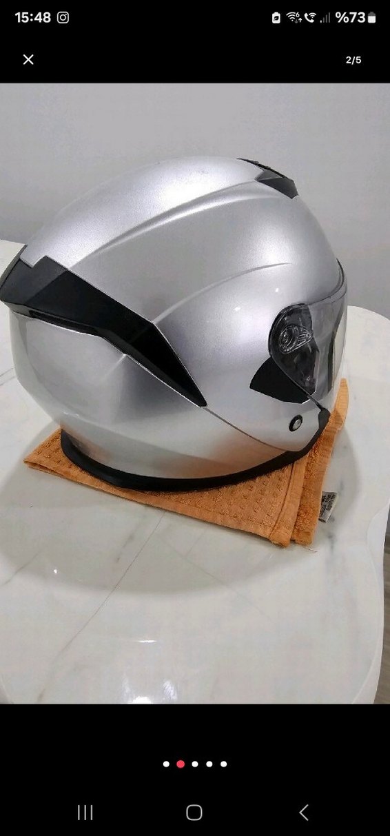 Gri Metal Motosiklet Kaskı Velcro Bantlı - Görsel 4