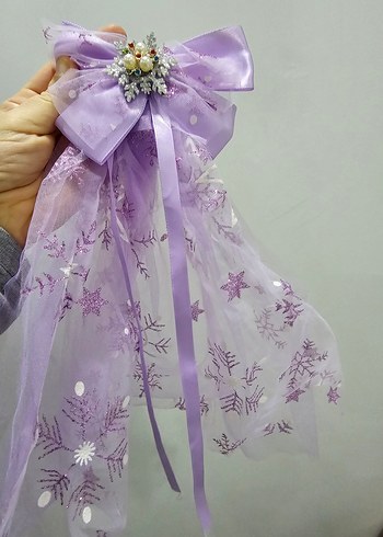 Mor Nakışlı Fiyonk Detaylı Çocuk Toka - Görsel 3