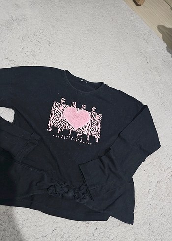 Kız Çocuk Siyah Uzun Kollu Tişört - Görsel 3