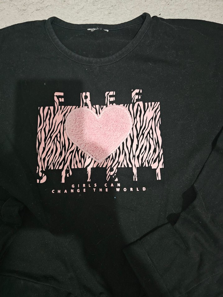 Kız Çocuk Siyah Uzun Kollu Tişört - Görsel 2