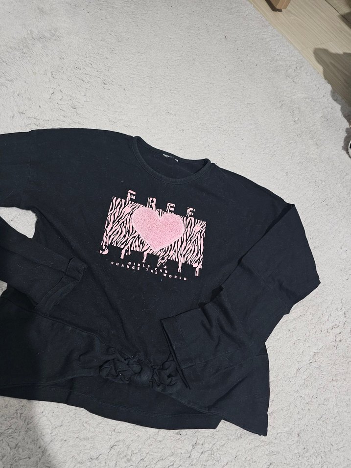 Kız Çocuk Siyah Uzun Kollu Tişört - Görsel 3