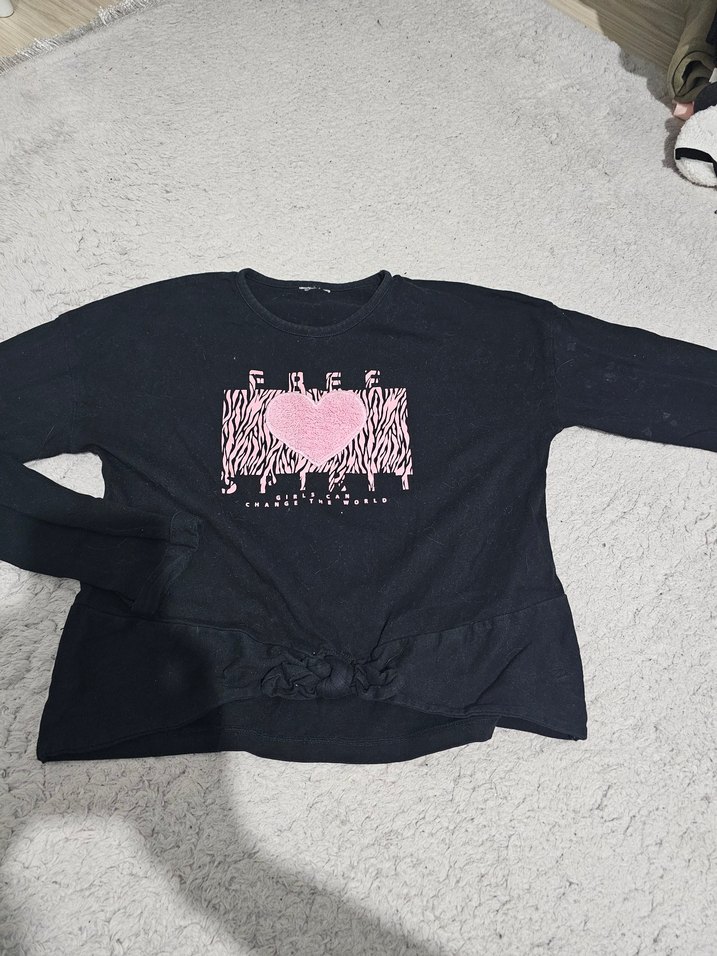 Kız Çocuk Siyah Uzun Kollu Tişört - Görsel 4