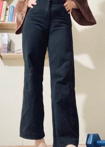 Siyah bol kesim kot pantolon - Görsel 2