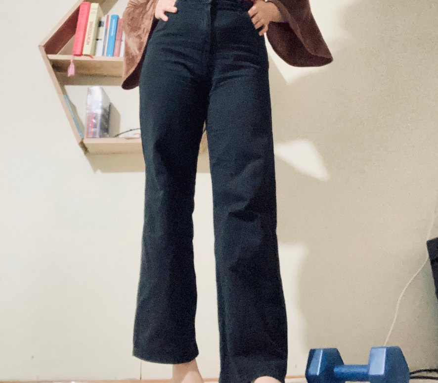 Siyah bol kesim kot pantolon - Görsel 2