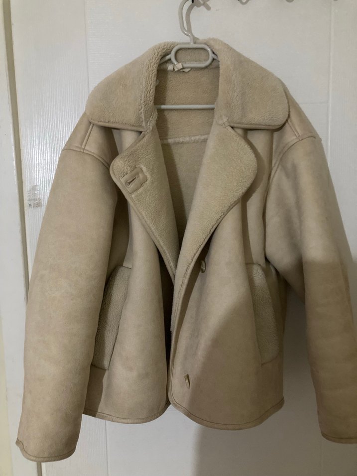 Bej Süet Kürklü Kadın Ceket - Görsel 3