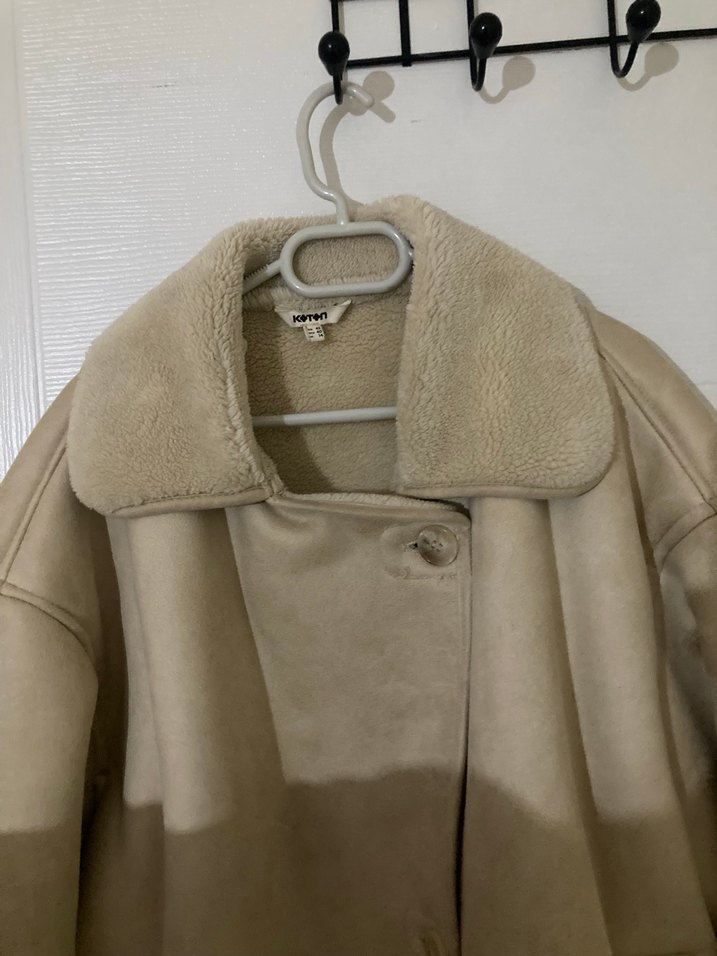 Bej Süet Kürklü Kadın Ceket - Görsel 5