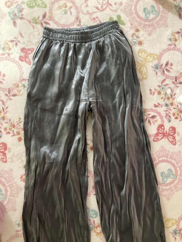 Gri Parlak Salaş Pantolon - Görsel 2