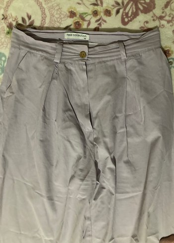 Lila Renkli Kadın Pilili Bol Paça Pantolon - Görsel 3