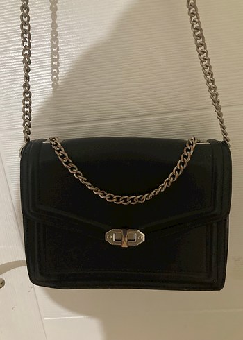 Zincir Detaylı Siyah Deri Kadın Çanta - Görsel 2