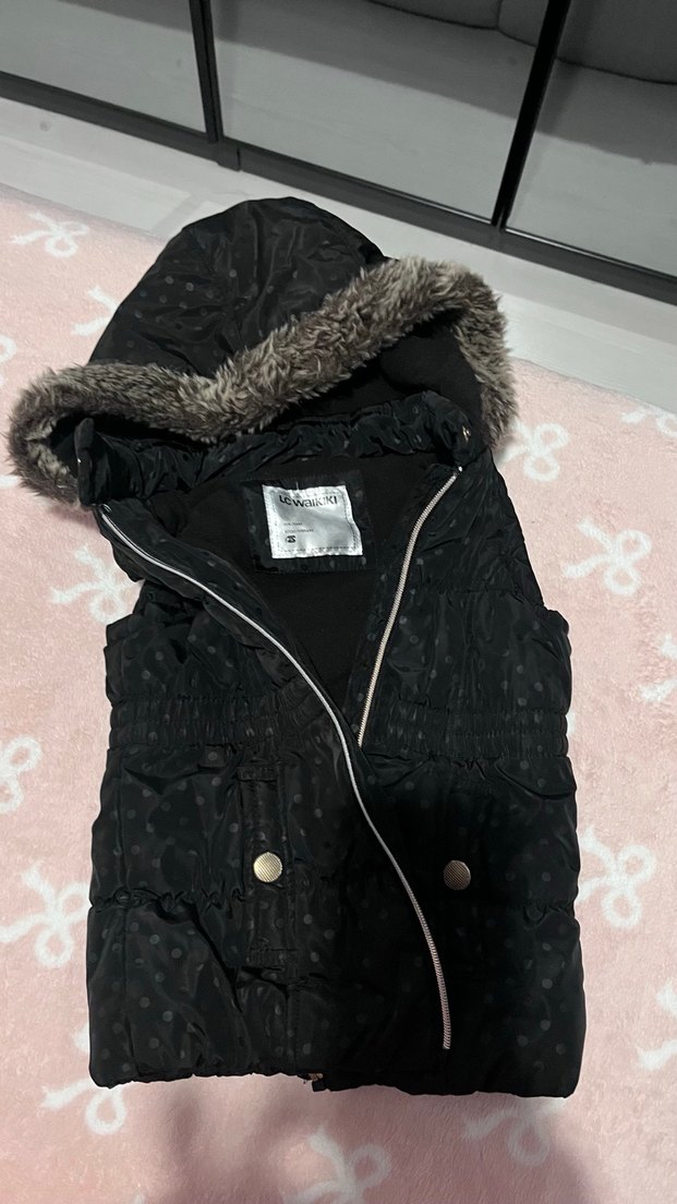 Kapüşonlu Siyah çocuk yelek - Görsel 2