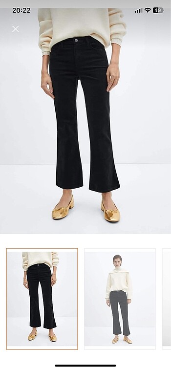 Mango flare fitilli kadife pantolon