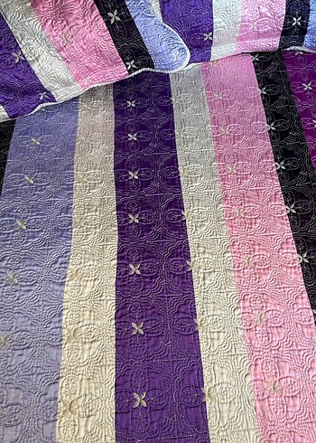 Çizgili Pastel Renkli Çok Renkli Yatak Örtüsü - Görsel 3