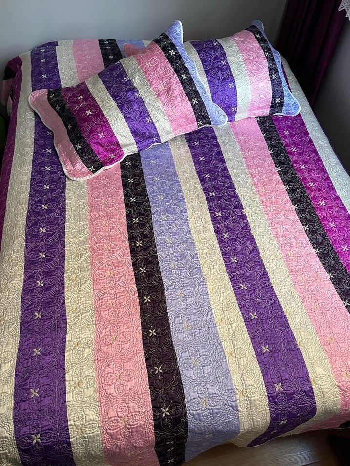 Çizgili Pastel Renkli Çok Renkli Yatak Örtüsü - Görsel 2