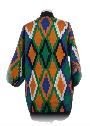 Bohem Çok Renkli Desenli Örgü Kadın Kazak - Görsel 3