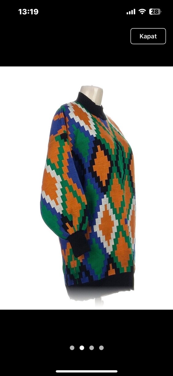 Bohem Çok Renkli Desenli Örgü Kadın Kazak - Görsel 2