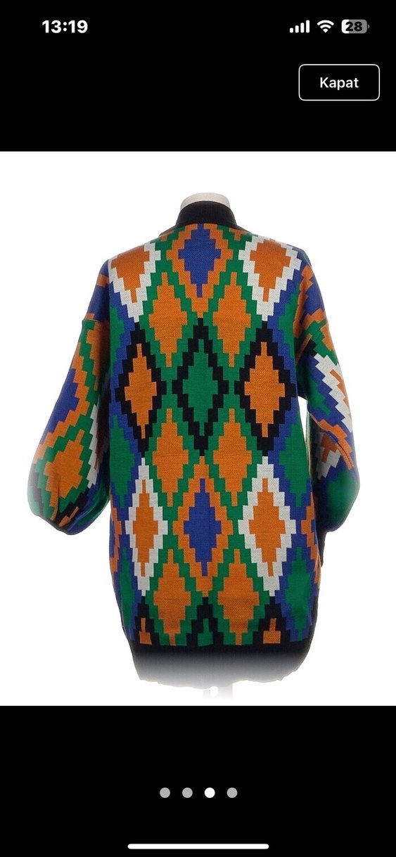 Bohem Çok Renkli Desenli Örgü Kadın Kazak - Görsel 3