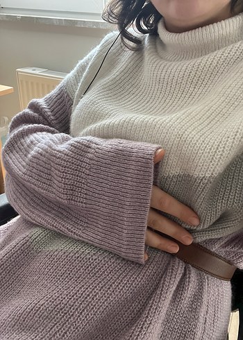 Bej Renkli Midi Örgü Kadın Kazak - Görsel 4