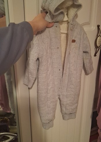 Gri Örgü Bebek Tulumu - Görsel 2