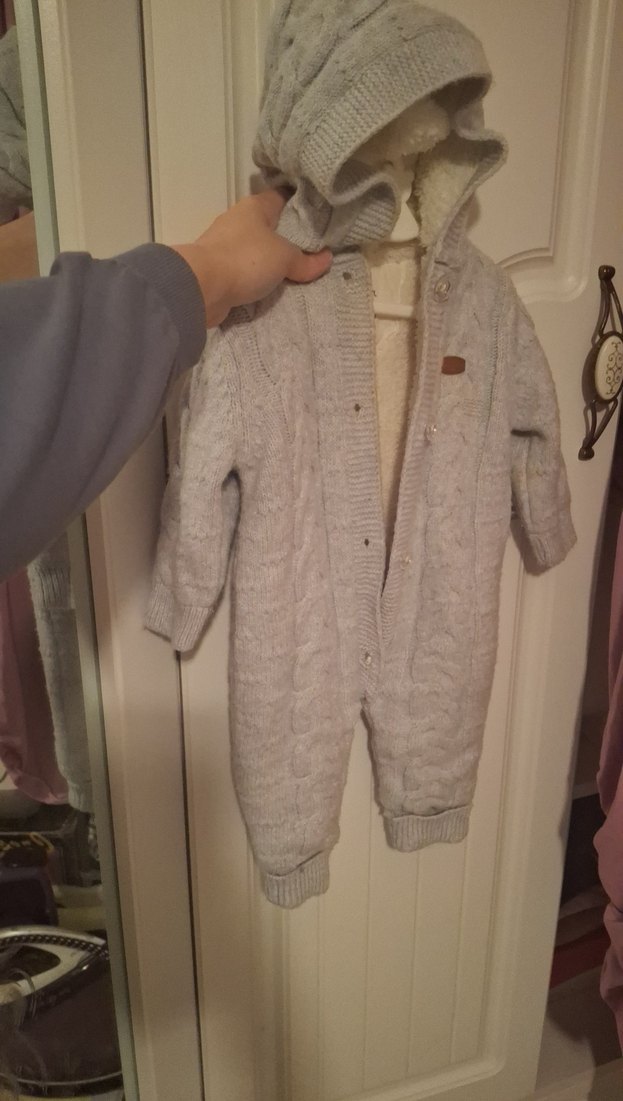 Gri Örgü Bebek Tulumu - Görsel 2