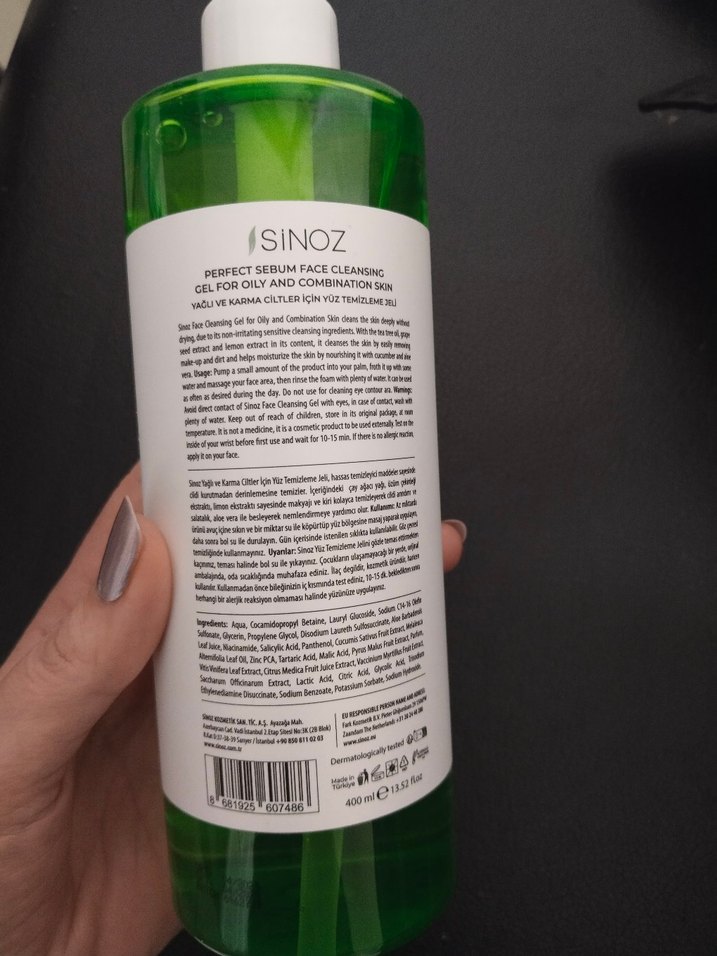Sinoz Yağlı ve Karma Cilt Temizleme Jeli - Görsel 3