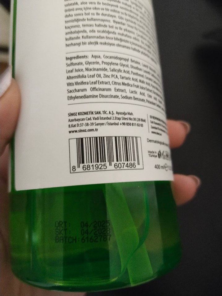 Sinoz Yağlı ve Karma Cilt Temizleme Jeli - Görsel 2