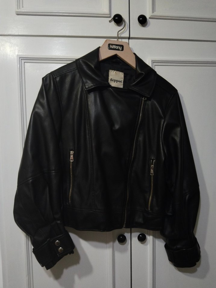 Siyah Deri  Ceket - Görsel 2