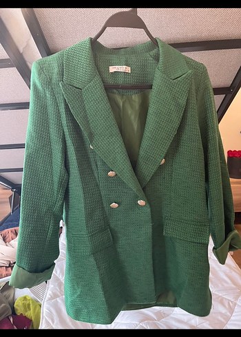 Düğmeli Yeşil Midi Blazer - Görsel 2