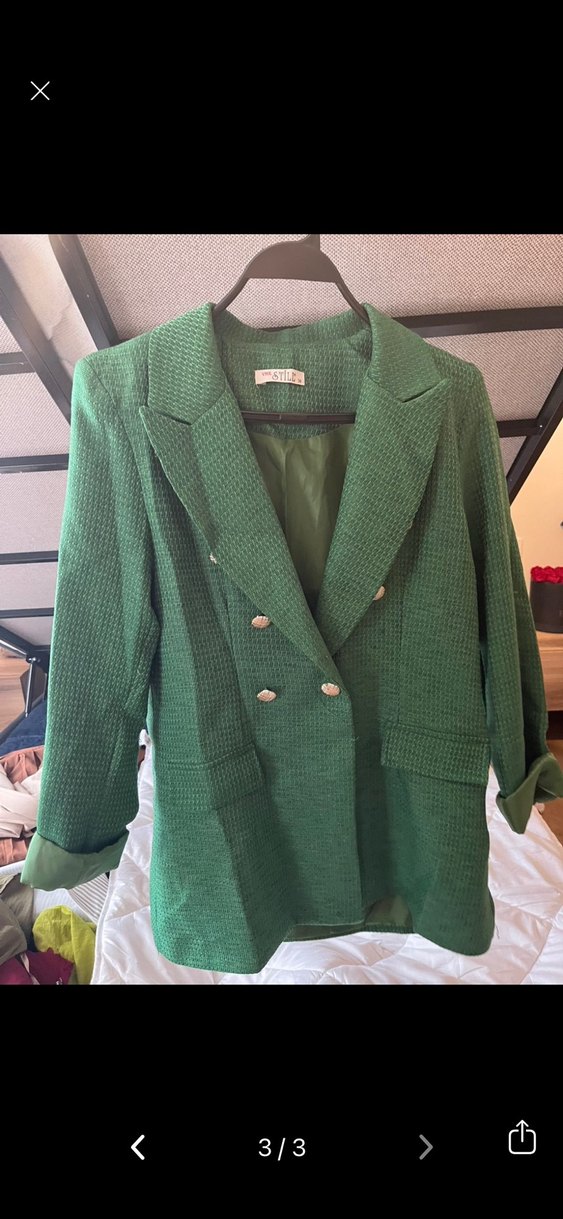 Düğmeli Yeşil Midi Blazer - Görsel 2