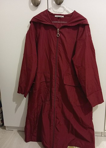 Bordo Uzun Salaş Kadın Yağmurluk - Görsel 2
