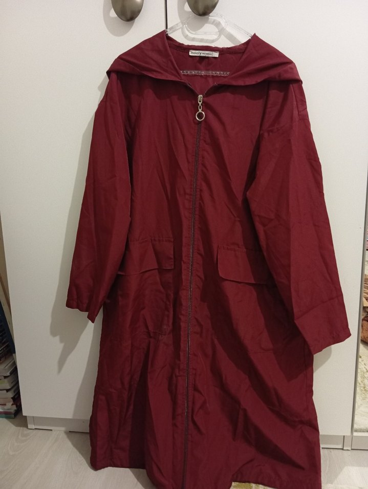 Bordo Uzun Salaş Kadın Yağmurluk - Görsel 2