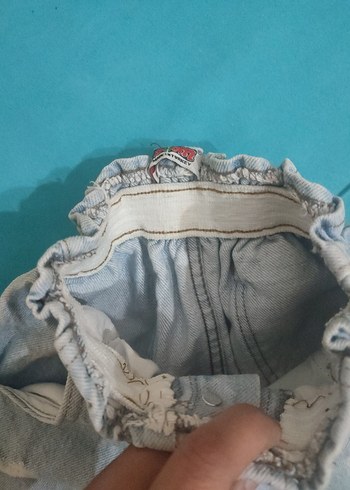 Düğmeli Bağcıklı Mavi Denim Kız Eteği - Görsel 4