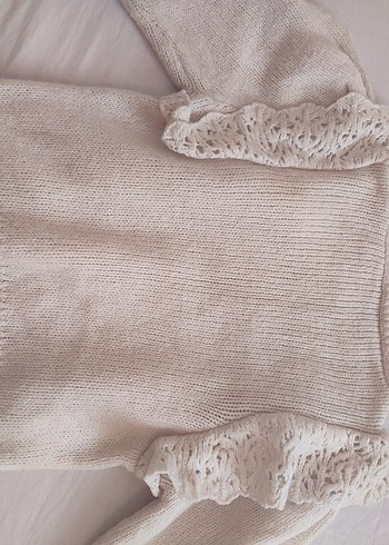 Bej Bohem Nakışlı Örgü Kadın Kazak - Görsel 6