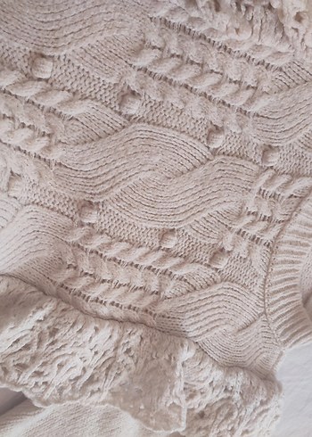 Bej Bohem Nakışlı Örgü Kadın Kazak - Görsel 4