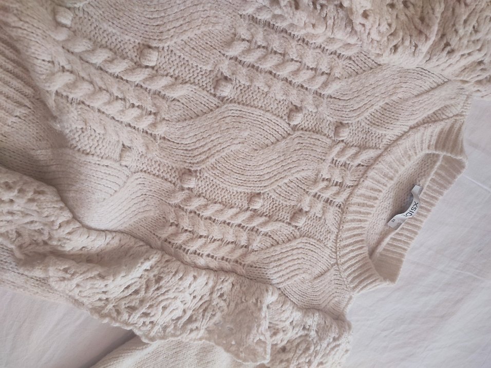 Bej Bohem Nakışlı Örgü Kadın Kazak - Görsel 4