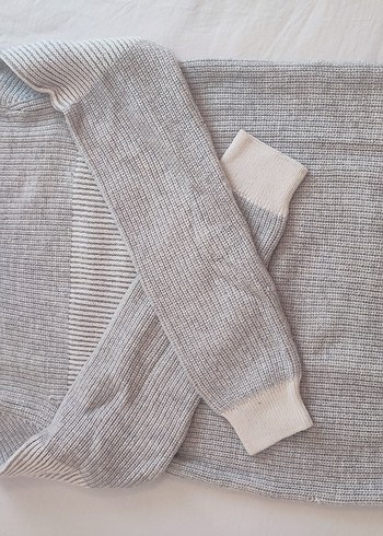 Gri Yüksek Yakalı Örgü Kadın Kazak - Görsel 2