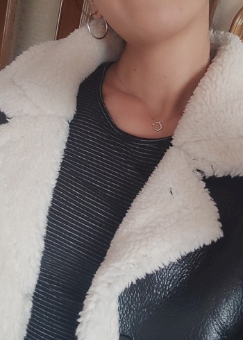 Kürklü Siyah Kadın Midi Ceket - Görsel 3