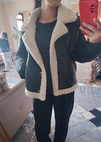 Kürklü Siyah Kadın Midi Ceket - Görsel 2