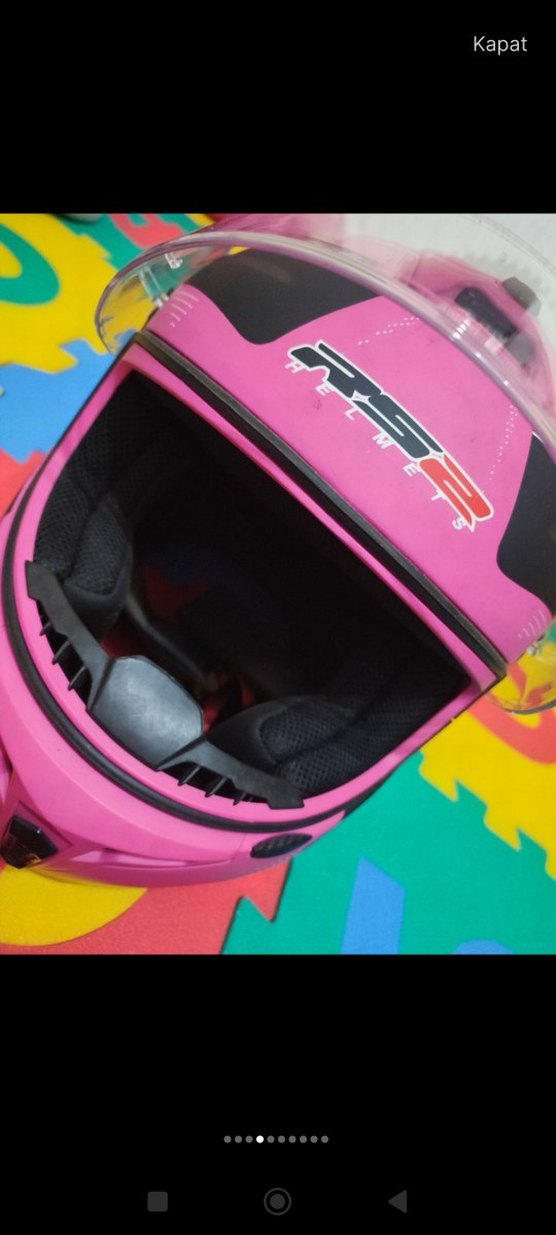 Pembe Baskılı Motosiklet Kaskı, Tokalı - Görsel 4