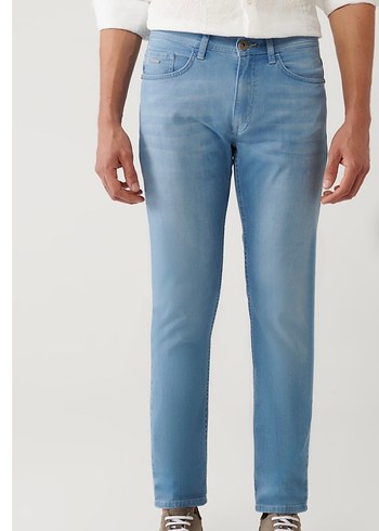Erkek Mavi slim fit Denim Pantolon