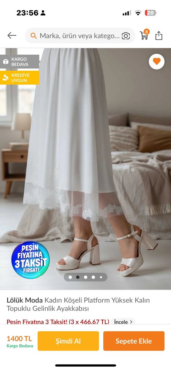 Gelin ayakkabısı Beyaz Kadın Platform Topuklu Ayakkabı - Görsel 2