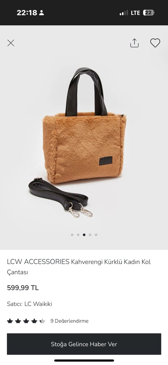 LCW Accessories Kahverengi Kürklü Kadın Kol Çantası - Görsel 2