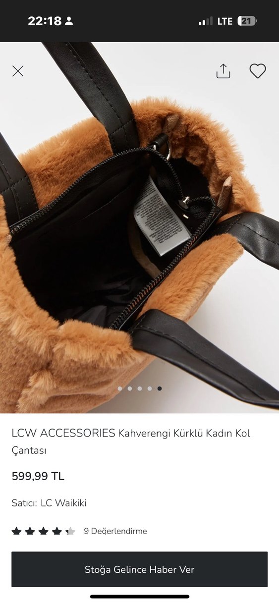 LCW Accessories Kahverengi Kürklü Kadın Kol Çantası - Görsel 3