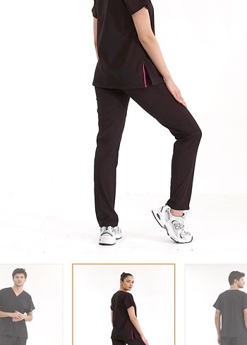 Çizgi medikal siyah hemşire forması - Görsel 2