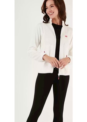 Beyaz Yüksek Yakalı Kadın Ceket - Görsel 2