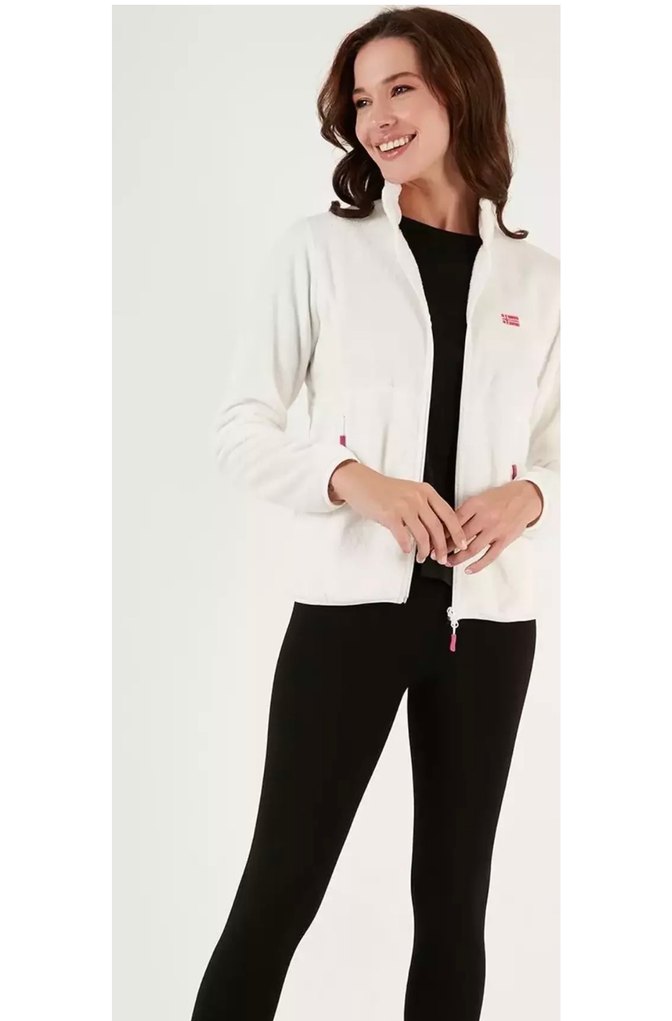 Beyaz Yüksek Yakalı Kadın Ceket - Görsel 2