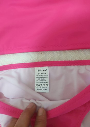 13-14 Yaş Beden pembe Renk Kız Çocuk bikini takım