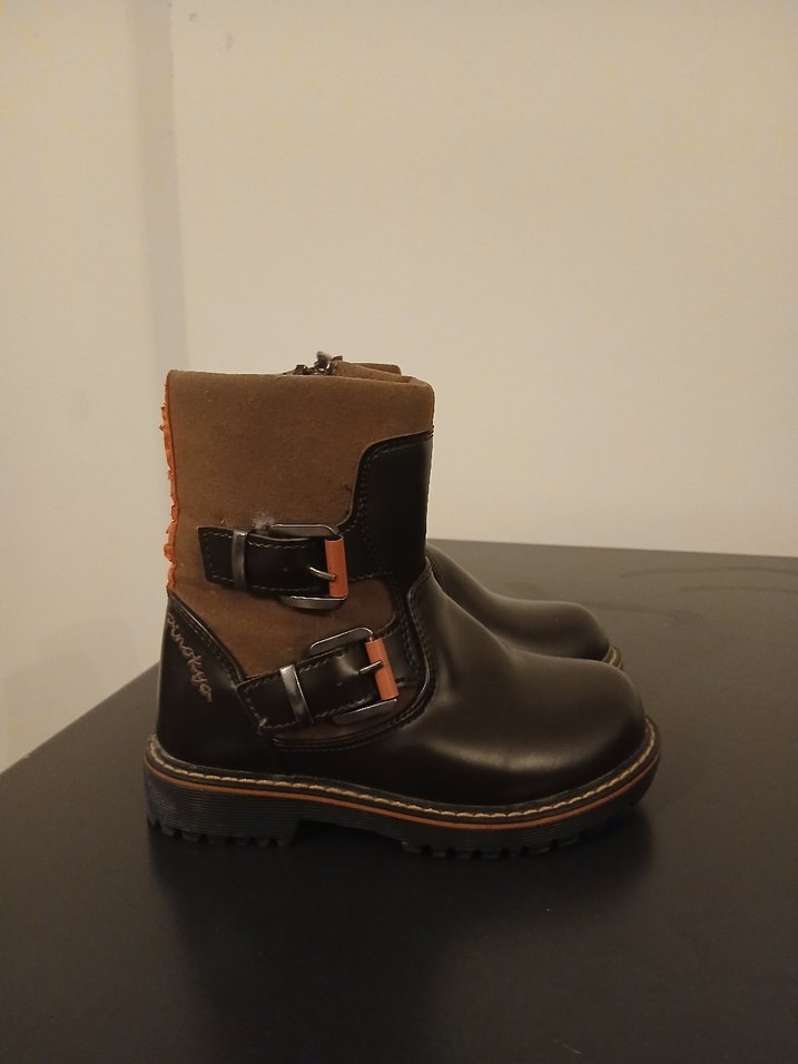 Erkek Çocuk Kahverengi Deri Biker Bot - Görsel 2