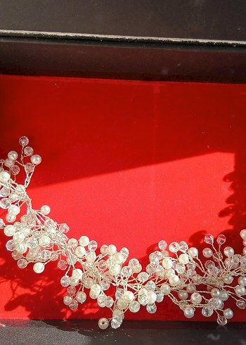 Gelin taçı Boncuklu Beyaz Örgü Saç Aksesuarı - Görsel 2